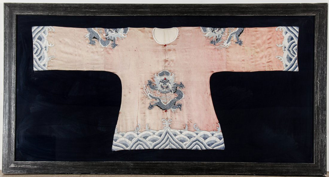 Antique Chinese Silk Embroidered Robe in Frame (1 of 6)