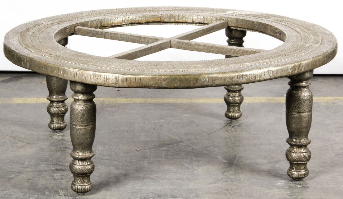 Hammered Metal Clad Indian Coffee Table (1 of 2)