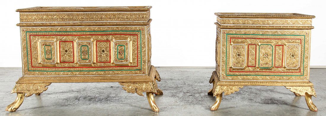 2 Indian Metal and Teak Trunks (1 of 5)