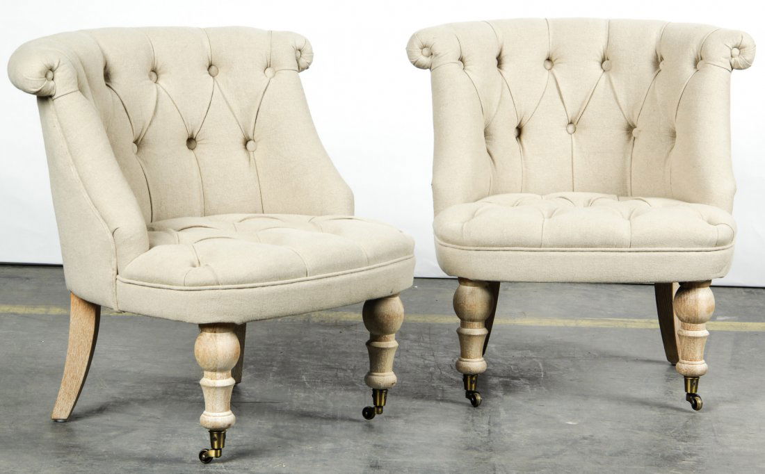 Pair Tufted Club Chairs (1 of 3)