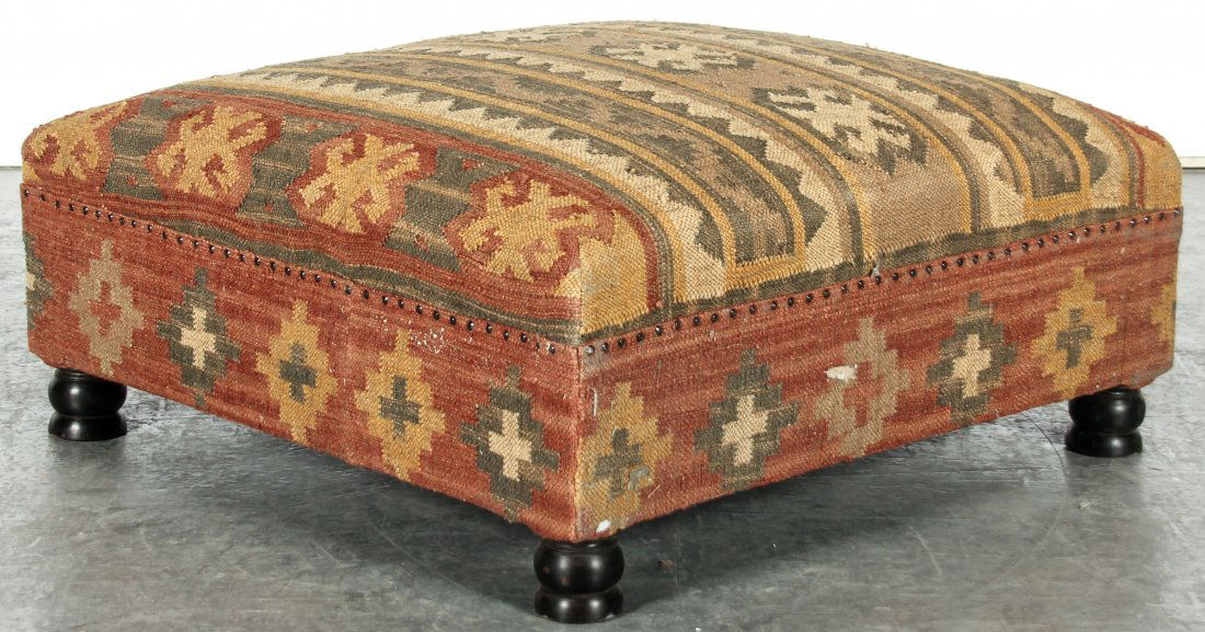Kilim Upholstered Ottoman (1 of 4)