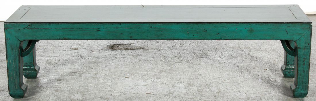 Modern Chinese Blue Lacquer Bench (1 of 2)