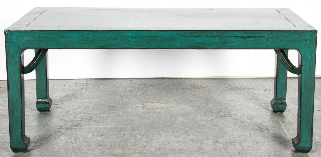 Modern Chinese Green Lacquer Dining Table (1 of 2)
