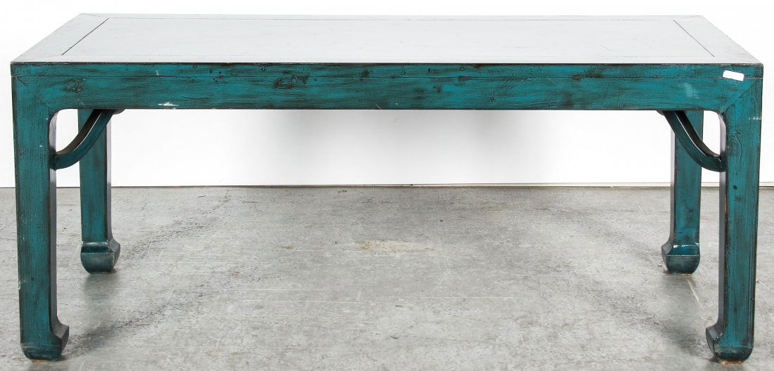 Modern Chinese Blue Lacquer Dining Table (1 of 3)