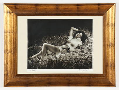 George Hurrell (1904-1992) Jane Russell: George Hurrell (American, 1904-1992) The actress Jane Russell, for "The Outlaw," 1946, silver gelatin emulsion photograph, from an edition of 250, signed and numbered in ink along the lower margin.