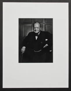 Yousuf Karsh (1908-2002) Winston Churchill: Yousuf Karsh (Armenian/Canadian, 1908-2002) Portrait of Sir Winston Churchill (1941), later impression, stamped verso. Size: 9.25" x 7.5", 23 x 19 cm; 11" x 14", 28 x 36 cm (sheet); 14" x 18", 36 x