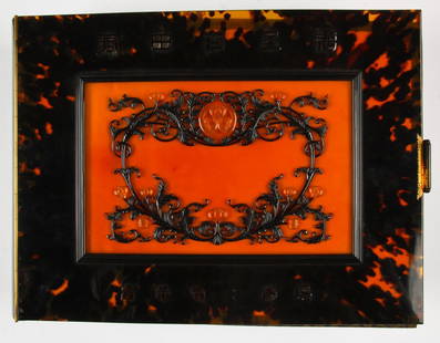 Japanese Heirloom Tortoise Shell Photo Album: Japanese Heirloom Tortoise Shell Photo Album. Album of 61 early photographs most bearing the Y Takesita Studio of Nagasaki stamp. In a velvet keepsake presentation box. Size: 11" x 15" x 3", 28 x 38