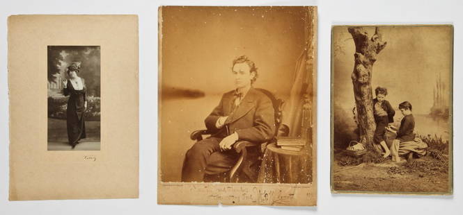 3 Antique Photographs: 3 Antique 19th c. Photographs: 1) A Frederick Gutekunst (Philadelphia) Portrait of a Man; 2) An Antique French Portrait of a Parisian Lady, signed Talbot; 3) An Photograph of Two Children from the