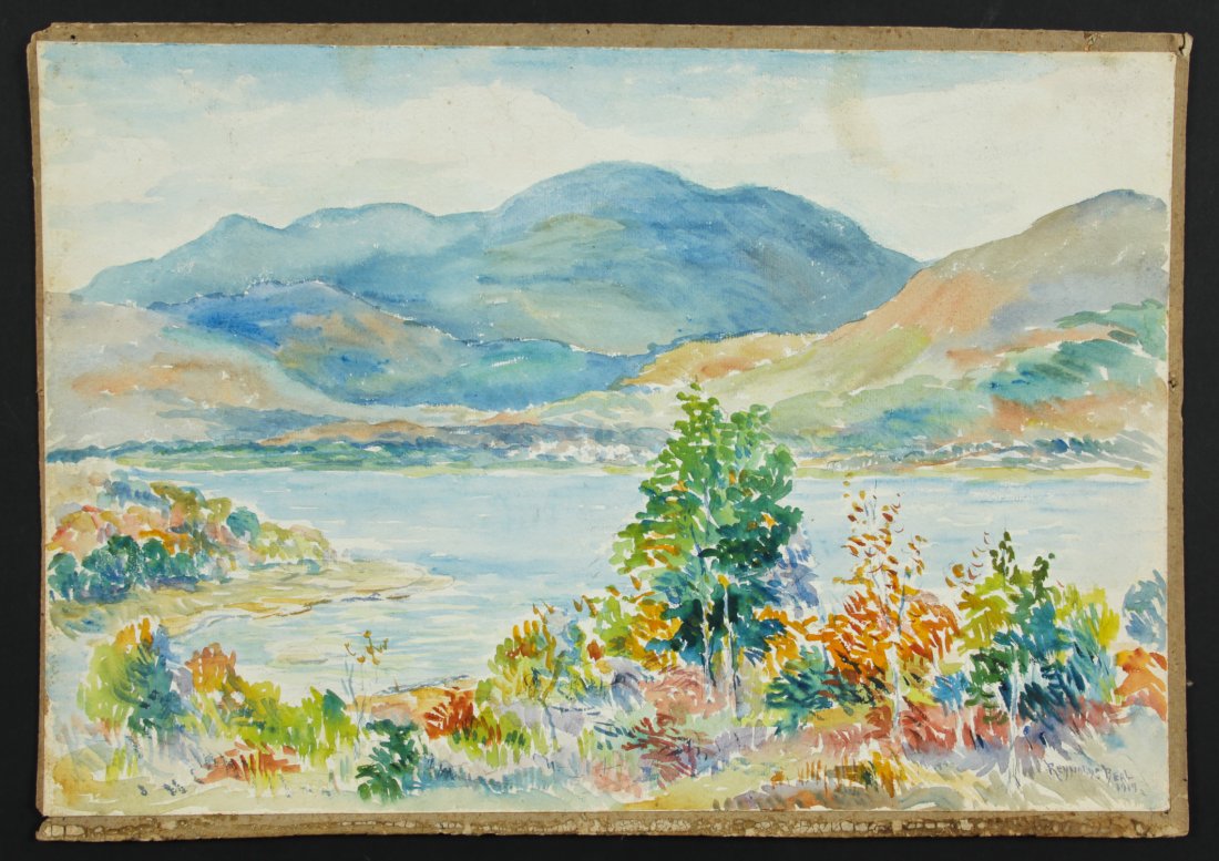Reynolds Beal (American, 1867-1951) "Ashokan Reservoir": Reynolds Beal (American, 1867-1951) "Ashokan Reservoir", 1914, watercolor painting on paper. Size: 14.5" x 21.5", 37 x 55 cm (sheet).