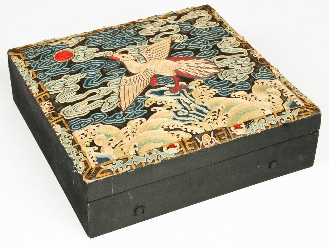 Antique Chinese Rank Badge/Jewelry Box: Antique Chinese Rank Badge/Jewelry Box. Size: 3" x 11" x 10.5" (8 x 28 x 27 cm).