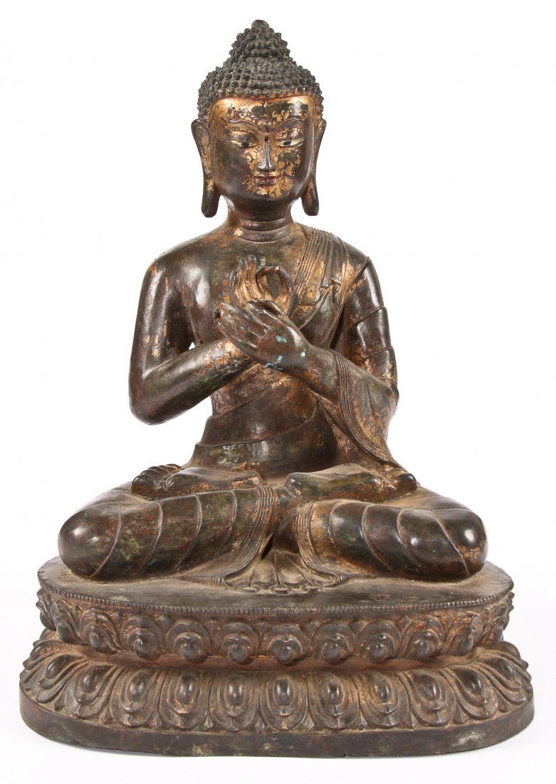 Large Antique Chinese Bronze Seated Buddha (1 of 7)