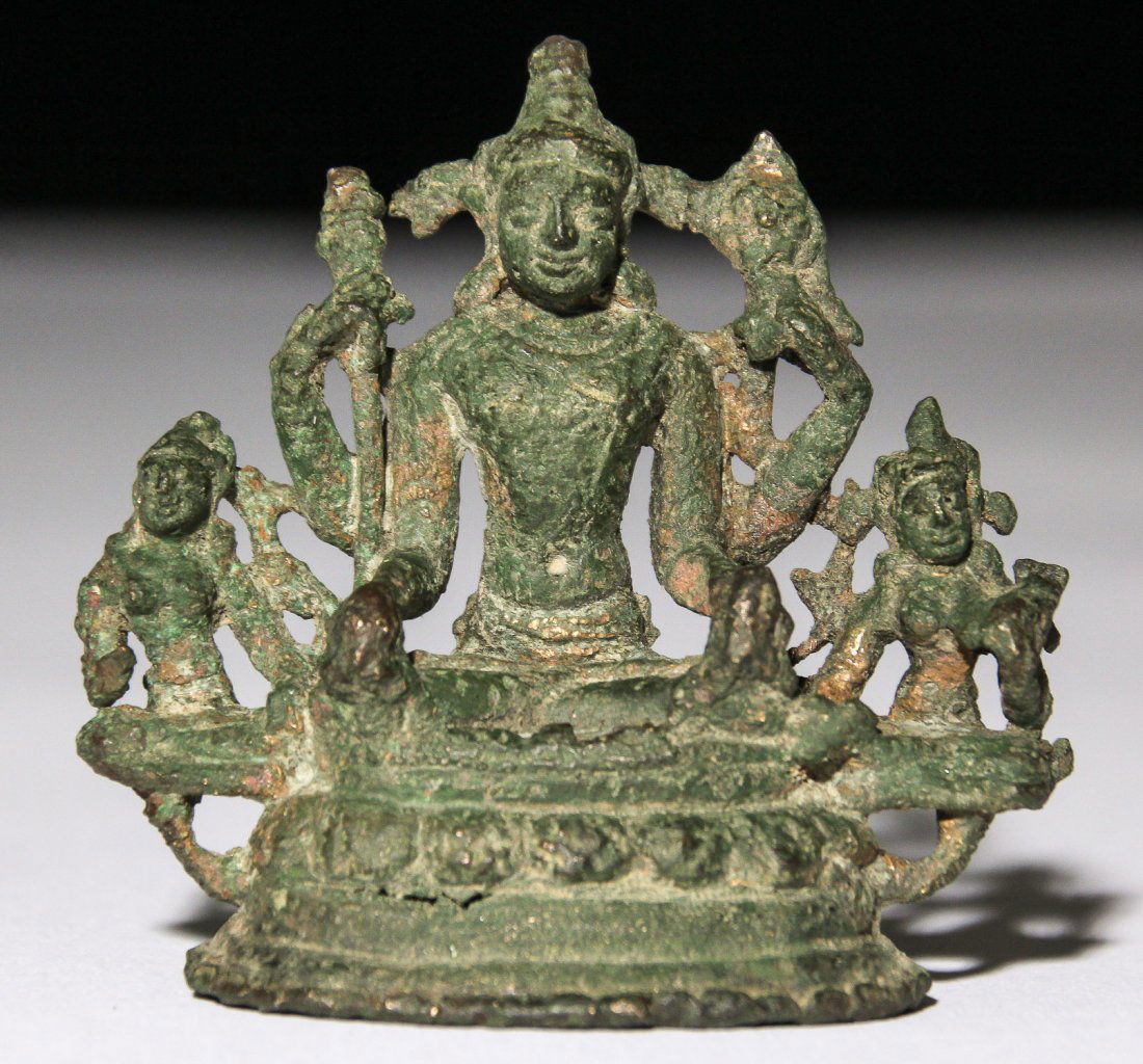 Bronze Seated Vishnu (3 Fig.), Pala Period (11/12th C) (1 of 3)