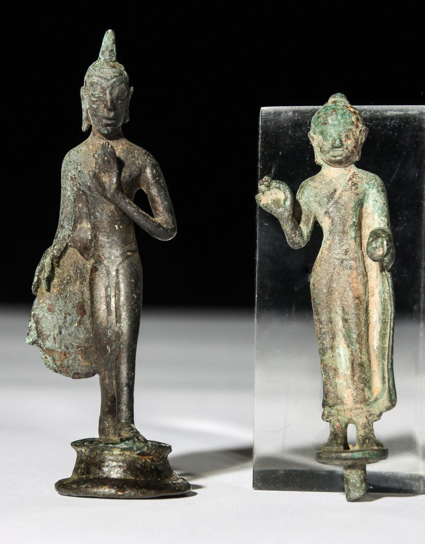 2 Antique Bronze Standing Buddha Statues, Thailand (1 of 3)