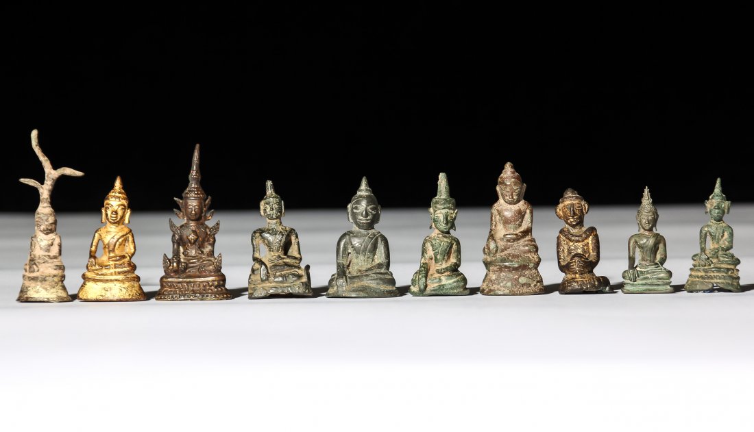 10 Buddhas/Monks, Burma, Laos, Thailand, Ca. 1800 (1 of 7)