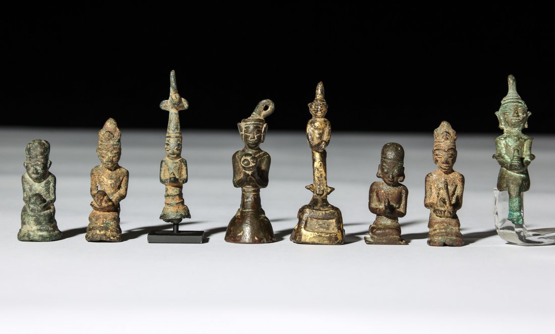 8 Buddhas/Monks, Burma, Laos, Thailand, 19th C (1 of 3)
