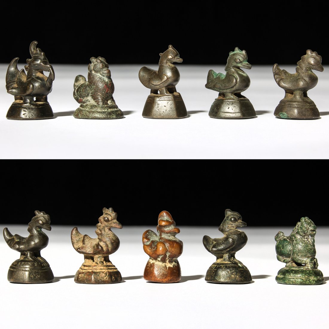 10 Mixed Burmese Bronze Opium Weights, 1800-1900 (1 of 5)