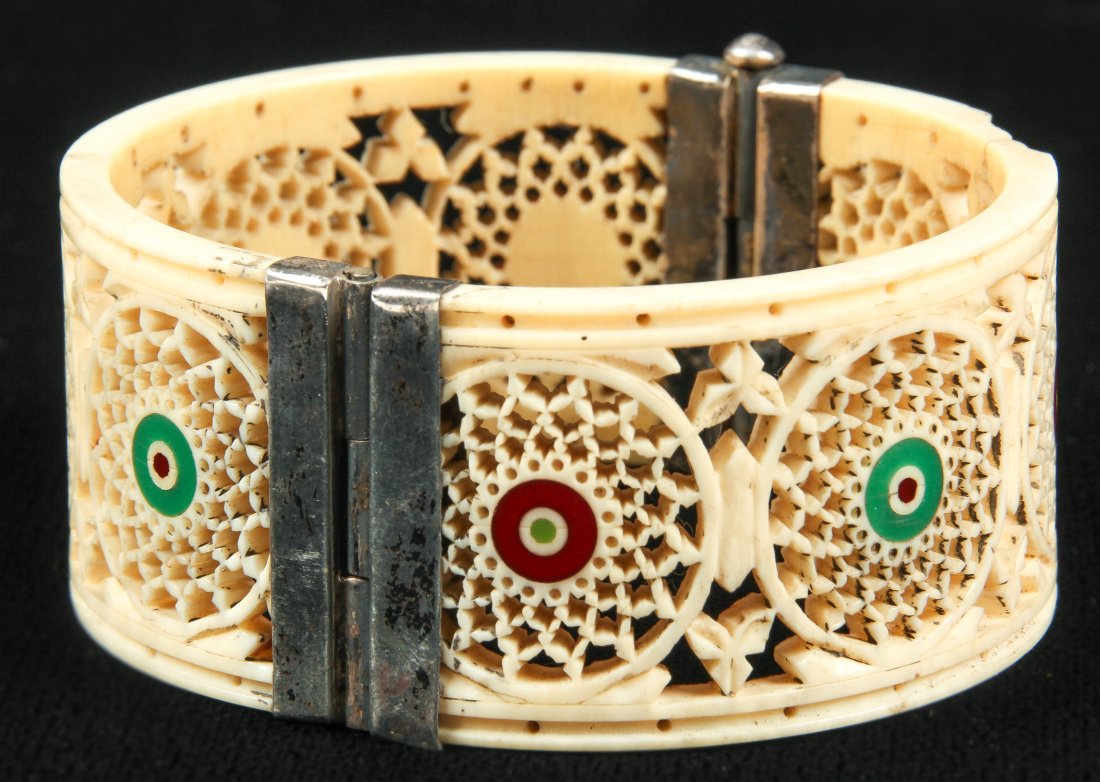 Antique Ivory Filigree Carved Bracelet (1 of 6)