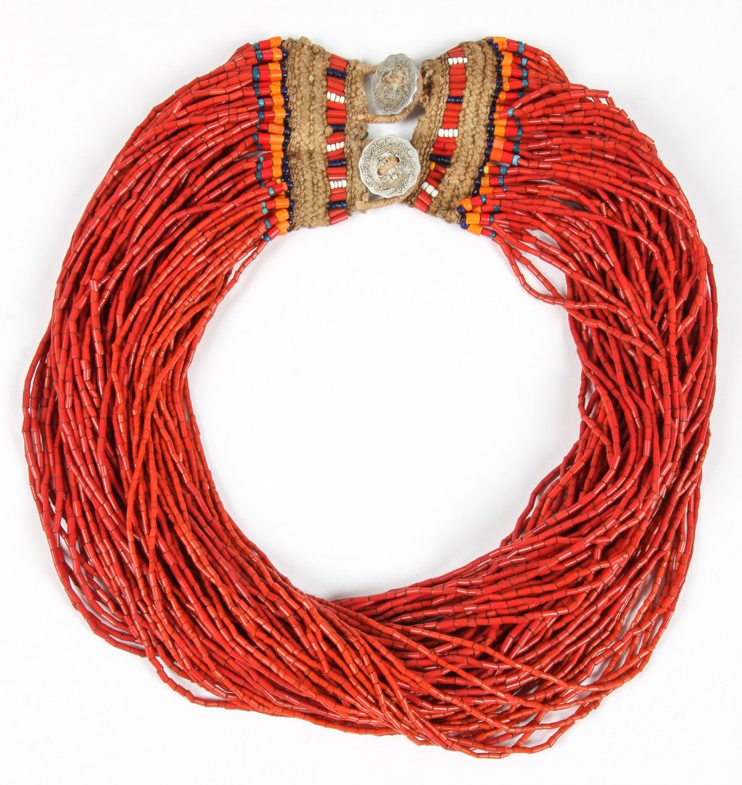 Konyak Naga Large Red Glass Bead Necklace (1 of 2)