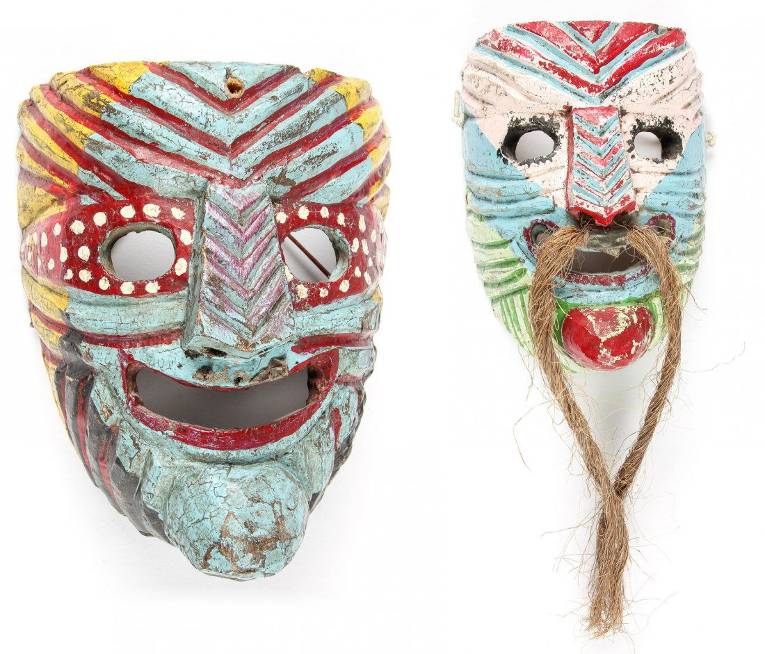 2 Vintage Mexican Chantolo Dance Masks, Hidalgo State (1 of 7)