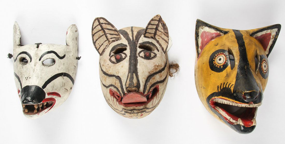 3 Vintage Mexican Animal Dance Masks (1 of 3)
