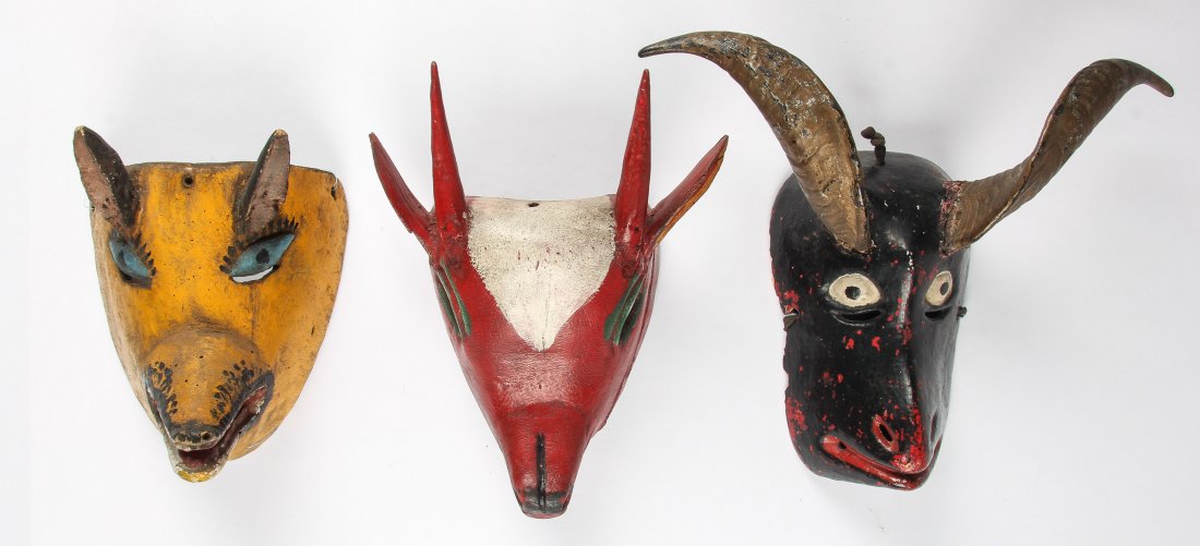 3 Vintage Mexican Devil/Animal Dance Masks (1 of 3)