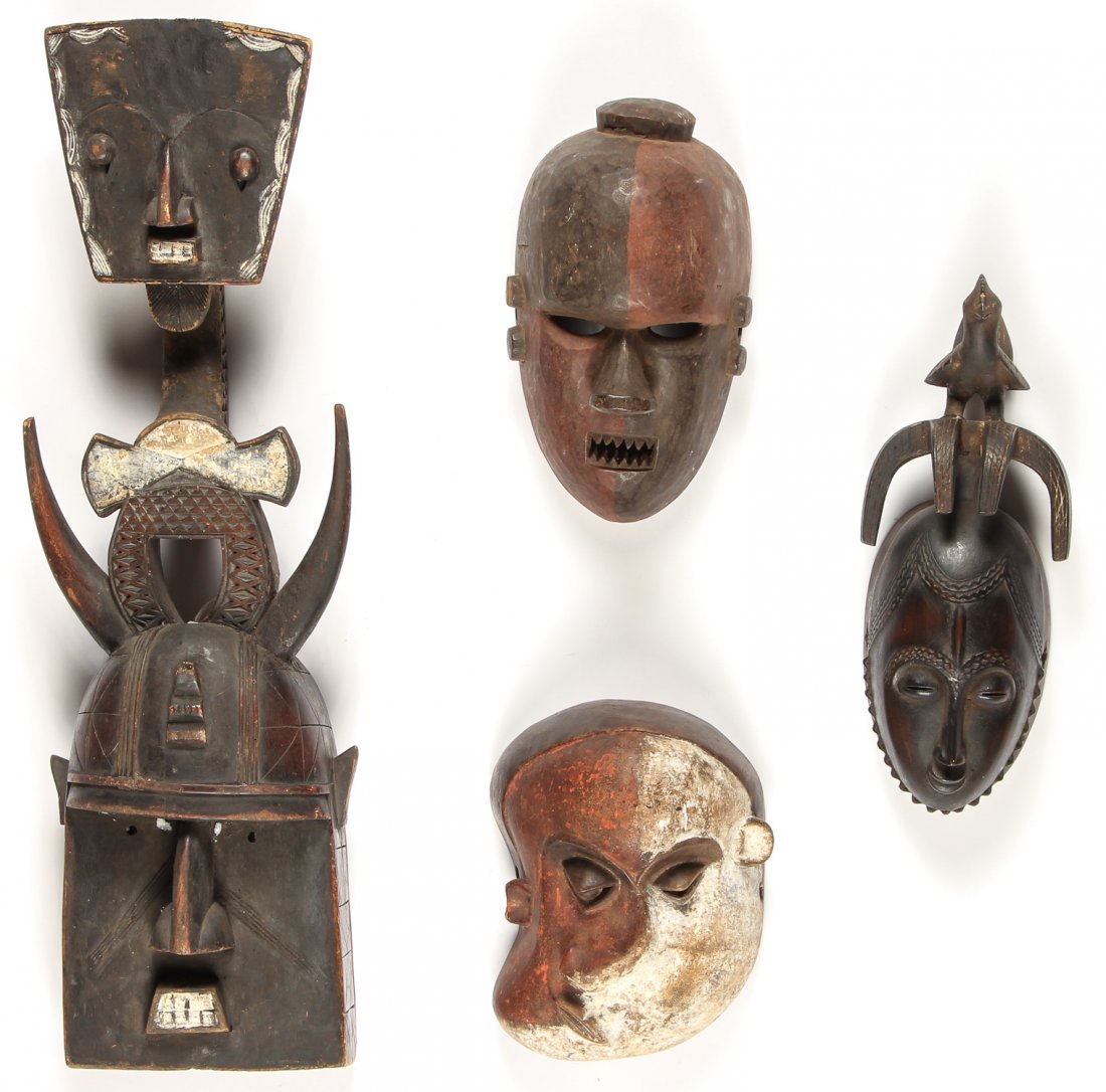 4 African Masks: Landai/Pende/Kasangu/Yuare (1 of 4)