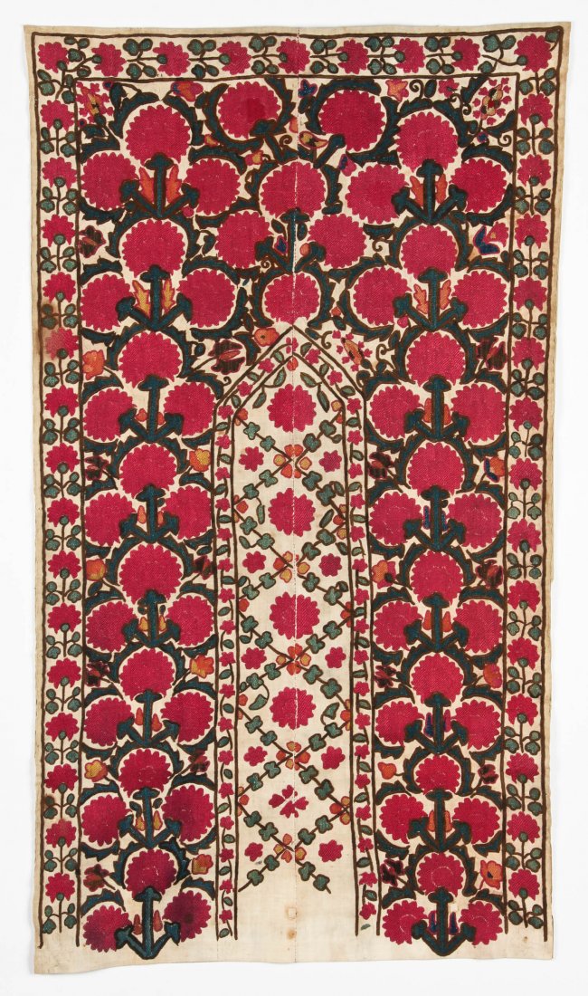 19th C. Suzani, Uzbekistan: 56" x 26" (142 x 66 cm) (1 of 3)