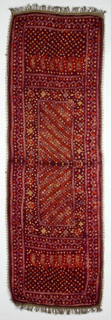 Woman's Veil or Shoulder Cloth, South Sumatra: 88" x: Woman's Veil or Shoulder Cloth, South Sumatra, Indonesia, silk, tie & stitch resist, early-mid 20th C. Size: 88" x 29" (224 x 74 cm).