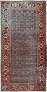 Antique Downton Abbey-Size Tabriz Rug: 16" x 32' 11": Antique Downton Abbey-Size Tabriz Rug: Persia, circa 1900. Rug was professionally reduced in width at some point in the past. Provenance: ex the Glickman Estate, Shaker Heights, Ohio. Prior to that, i