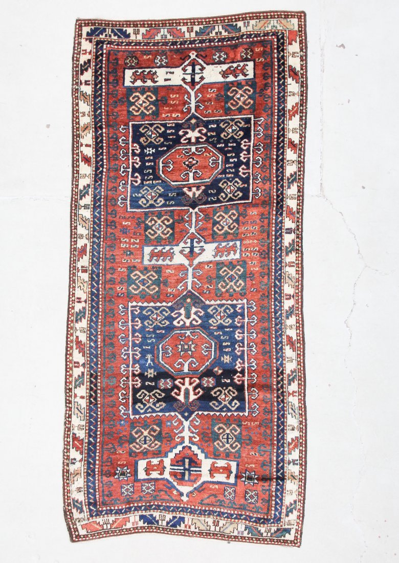 Antique Kazak Rug: 3'10" x 8'7" (117 x 262 cm) (1 of 6)