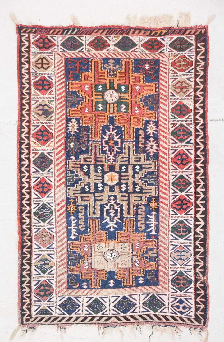 Antique Caucasian Avar Kilim: 2'10" x 4'4" (1 of 5)