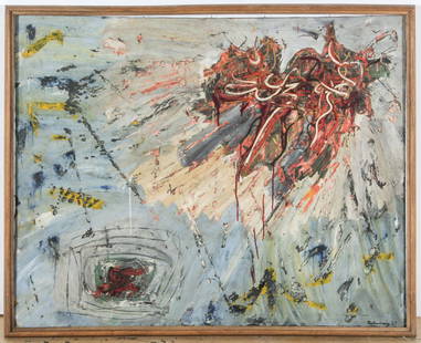 Robert Richenburg (American, 1917-2006) Abstract: Robert Richenburg (American, 1917-2006) Abstract Oil Painting on canvas, 1957. Size: 40" x 50", 102 x 127 cm (stretcher); 42.5" x 52.75", 108 x 134 cm (frame).