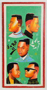 African Hand-painted Coiffeur Sign: African Hand-painted Coiffeur Sign. Size: 48" x 23.5", 122 x 60 cm (board).