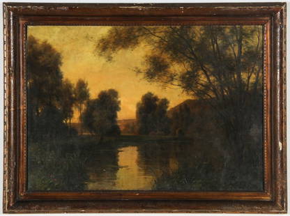 Louis Aston Knight (American, 1873-1948) Twilight: Louis Aston Knight (American, 1873-1948) Twilight Landscape, oil painting on canvas, signed. Size: 32.5" x 45.5", 83 x 116 cm (stretcher); 40.5" x 54", 103 x 137 cm (frame).