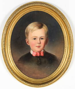 Jane Cooper Sully (American, 1807-1877) "Portrait of: Jane Cooper Sully (American, 1807-1877) "Portrait of Harry Godey", oil painting on canvas laid on board. Provenance: ex. Collection of the late Herman and Elinor Ellis. Size: 20" x 16", 50 x 41 cm