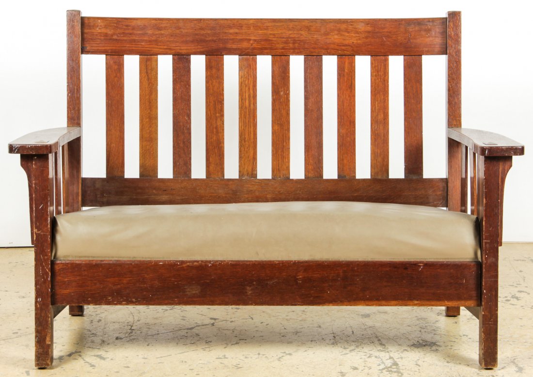 Harden Arts and Crafts Settee: Harden Arts and Crafts Settee. Size: 36" x 55" x 26" (91 x 140 x 66 cm).