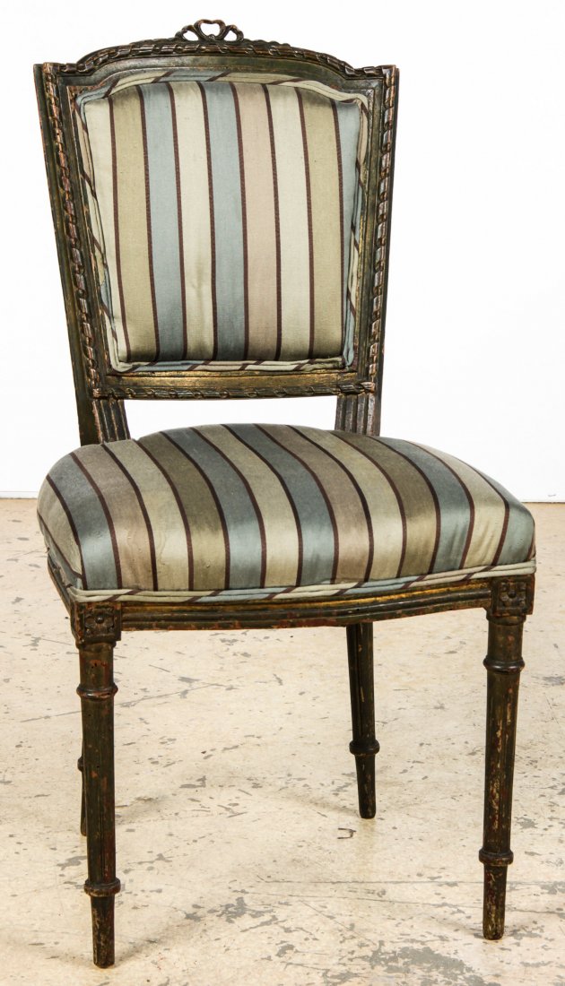 French Louis XVI Style Boudoir Chair: French Louis XVI Style Boudoir Chair. Size: 33" x 18" x 19" (84 x 46 x 48 cm). Provenance: David Bradley Armstrong Estate.