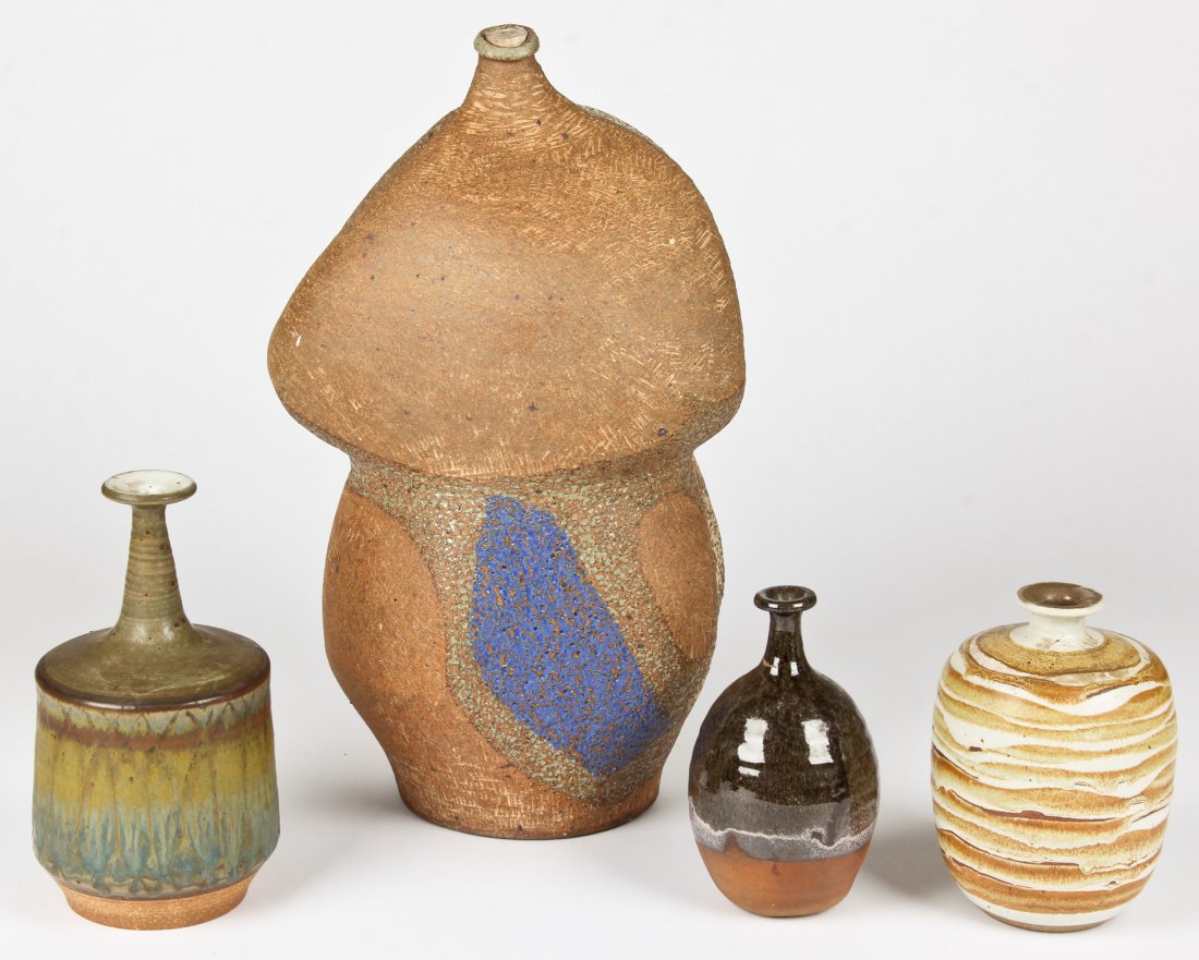 4 Contemporary Art Pottery Vessels: 4 Art Pottery Vessels. Including works by Gallucci and Russ. Largest Size: 20" x 11" x 12" (51 x 28 x 30 cm).