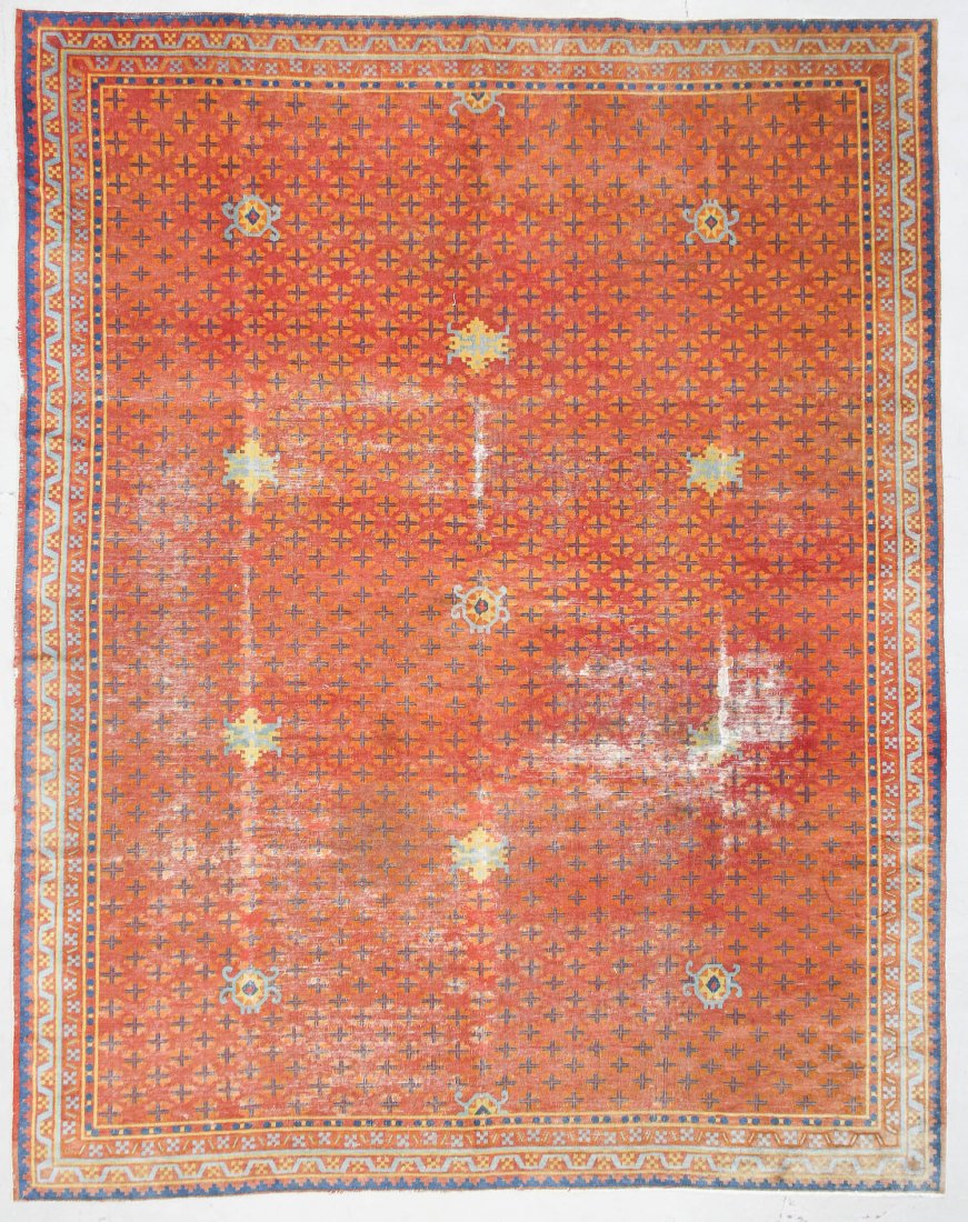 Antique Chinese Rug: 9' x 11'6" (274 x 351 cm): Antique Chinese Rug: 9' x 11'6" (274 x 351 cm), circa 1900, sporadic wear.