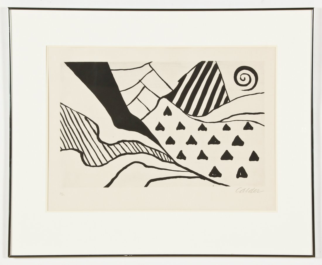 Alexander Calder (American, 1898-1976) Harvest, 1961: Alexander Calder (American, 1898-1976) Harvest, 1961, aquatint engraving, from an edition of 90, signed and numbered. Size: 19.75" x 27.75", 50 x 70 cm (sight); 30.25" x 37.25", 77 x 95 cm (frame). Pr