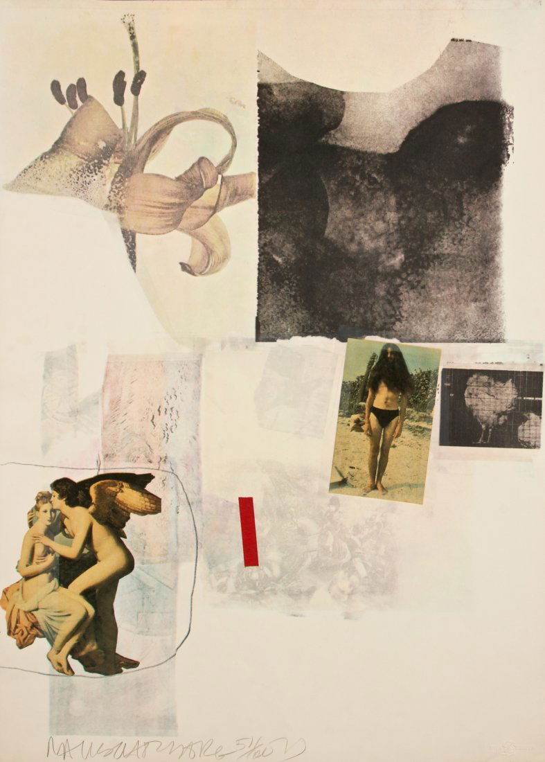 Robert Rauschenberg (American, 1925-2008) Untitled, c.: Robert Rauschenberg (American, 1925-2008) Untitled, c. 1980, lithograph with photo transfer, from an edition of 100, signed and numbered, Styria Studio Ltd blindstamp. Size: 28" x 20.25", 71 x 51 cm (