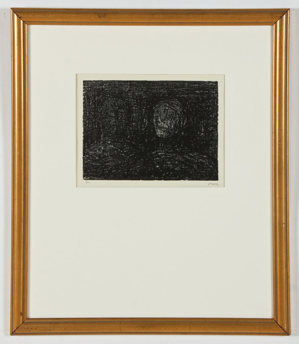 Henry Moore (British, 1898-1986) "Thin Lipped Armourer: Henry Moore (British, 1898-1986) "Thin Lipped Armourer II", 1973, lithograph, from an edition of 25, signed and numbered. Size: 9.5" x 12.5", 24 x 32 cm (sight); 27.5 x 23.25", 69 x 79 cm (frame). Pro