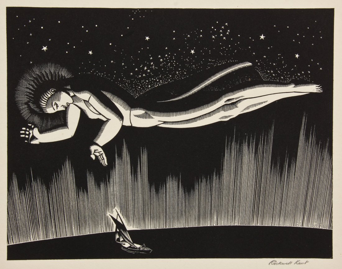 Rockwell Kent (American, 1882-1971) "Godspeed", 1931: Rockwell Kent (American, 1882-1971) "Godspeed", 1931, from an edition of 150, signed in pencil. Size: 11.25" x 14.5", 29 x 37 cm (sheet). Provenance: Bob Brand and Liz Werthan, Philadelphia.