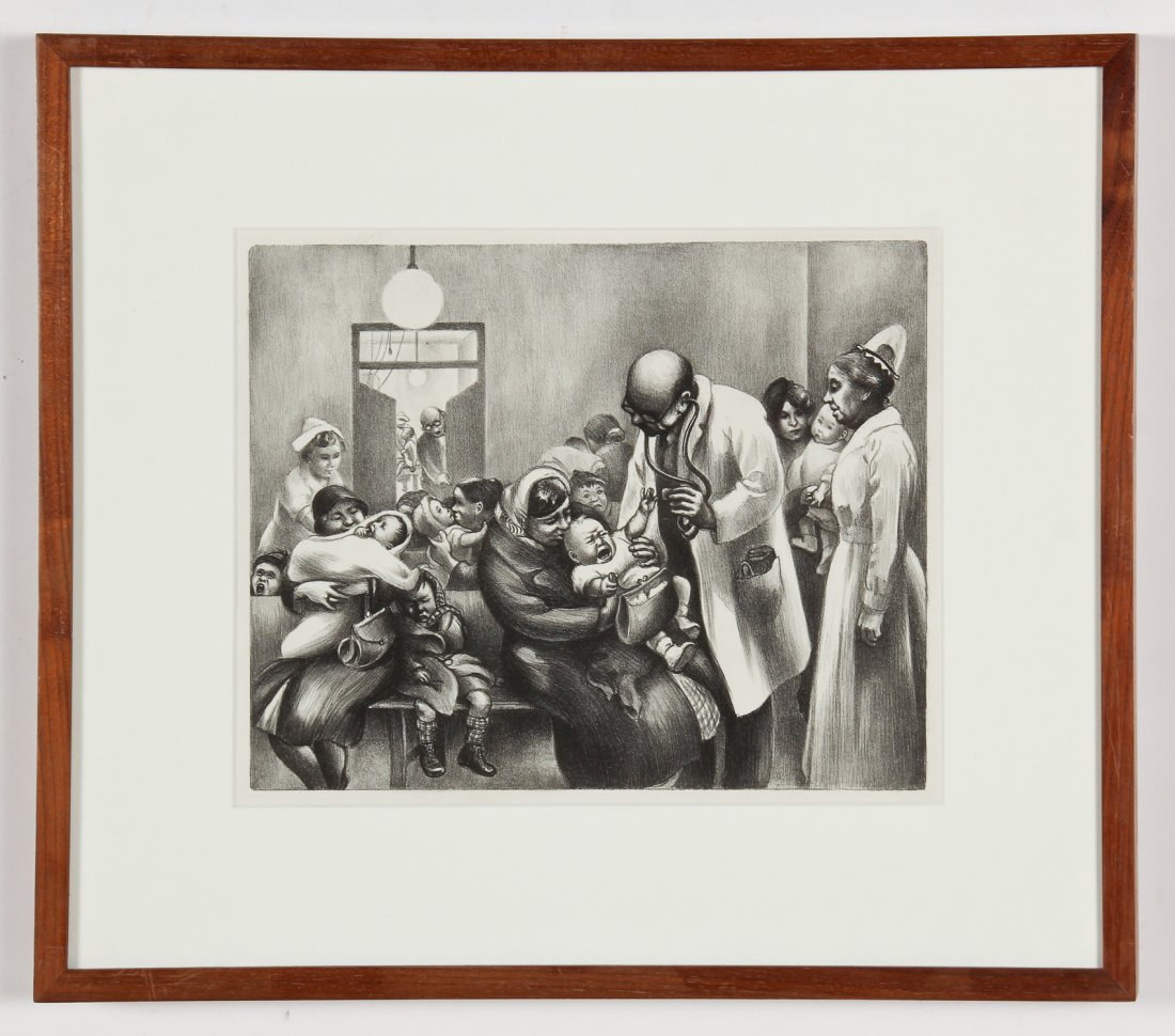 Mabel Dwight (American, 1876-1955) "Children's Clinic: Mabel Dwight (American, 1876-1955) "Children's Clinic #2", 1940, lithograph. Size: 10" x 12.5", 25 x 31 cm (sight); 16.75" x 19.25", 42 x 48 cm (frame). Provenance: Bob Brand and Liz Werthan, Philadel