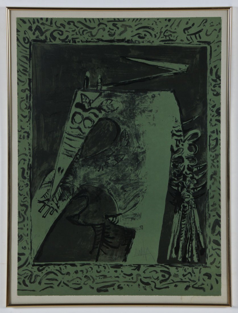 Wifredo Lam (Cuban, 1902-1982) Green Figure, 1975: Wifredo Lam (Cuban, 1902-1982) Green Figure, 1975, lithograph, artist proof, EA, signed. Size: 29.75" x 22", 76 x 56 cm (sight); 32.25" x 24.25", 82 x 62 cm (frame). Provenance: Bob Brand and Liz Wert