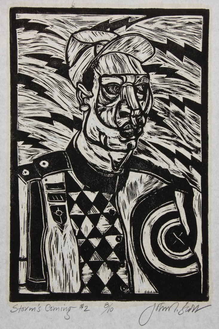 John T. Scott (American, 1940-2007) "Storm's Coming: John T. Scott (American, 1940-2007) "Storm's Coming #2", 1992, woodcut, from an edition of 10, signed, titled and numbered. Size: 12" x 9.25", 30 x 23 cm (sheet). Provenance: Bob Brand and Liz Werthan