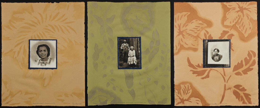 Juan Logan (20th c.) 3 Works: Juan Logan (20th c.) 3 Works: 1) "Trying Not to Forget I, Madge Grier c. 1939"; 2) "Trying Not to Forget II, Solomon Gordon & Laura Elliot c. 1905"; 3) "Trying Not to Forget III, Muff Carson c. 1903";