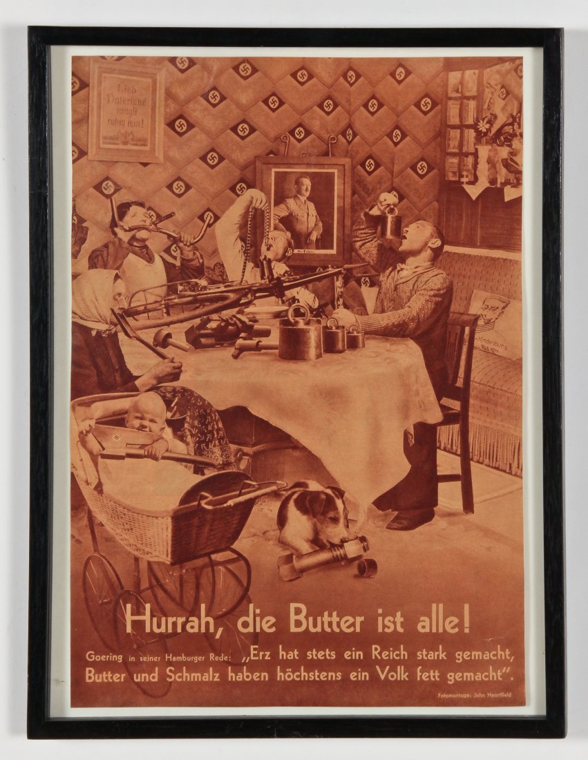 John Heartfield (German, 1891-1968) "Hurrah die Butter: John Heartfield (German, 1891-1968) "Hurrah die Butter ist alle!", photomontage from AIZ (Arbeiter-Illustrierte-Zeitung), offset lithographic magazine, 1935. Size: 15.25" x 11.25", 39 x 29 cm (sight);