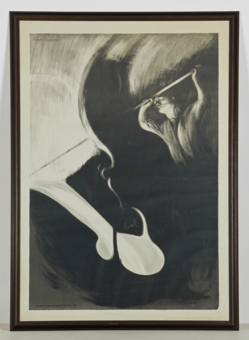 Eugene Carriere (French, 1849-1906) "Le Fondeur", 1900: Eugene Carriere (French, 1849-1906) "Le Fondeur", 1900, lithograph, exemplaire 44, signed in plate. Size: 51" x 34.5", 130 x 88 cm (sight); 54.25" x 37.75", 138 x 96 cm (frame). Provenance: Bob Brand