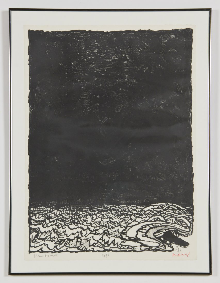 Pierre Alechinsky (Belgian, 1927) "L'Eau Dormante",: Pierre Alechinsky (Belgian, 1927) "L'Eau Dormante", 1980, Lithograph, from an edition 60, signed, titled, numbered and dated. Provenance: acquired at Galerie Maeght, 1983. Size: 26" x 19", 66 x 48 cm 